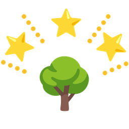 glowing star and deciduous tree