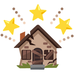 glowing star and derelict house