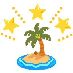 glowing star and desert island