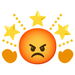 glowing star and enraged face
