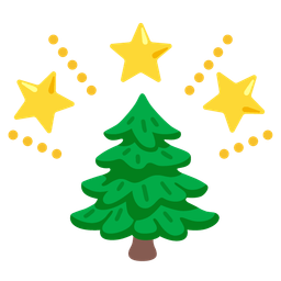 glowing star and evergreen tree