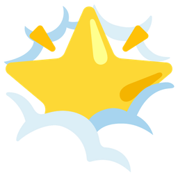 glowing star and face in clouds