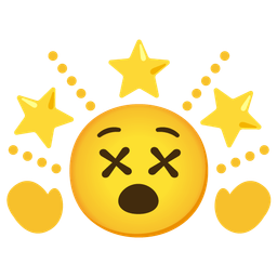 glowing star and face with crossed-out eyes