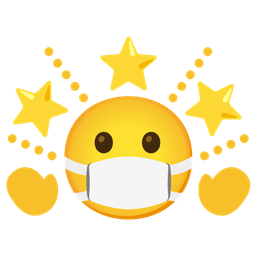 glowing star and face with medical mask