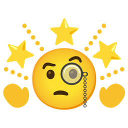 glowing star and face with monocle