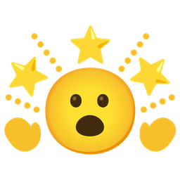 glowing star and face with open mouth