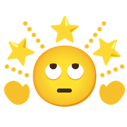 glowing star and face with rolling eyes