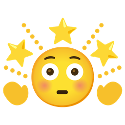 glowing star and flushed face