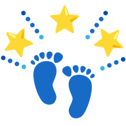 glowing star and footprints