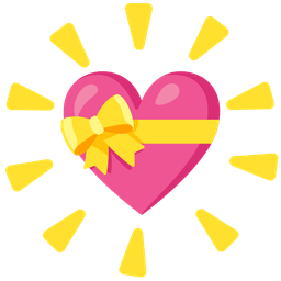 glowing star and heart with ribbon