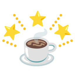 glowing star and hot beverage