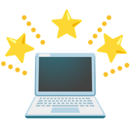 glowing star and laptop