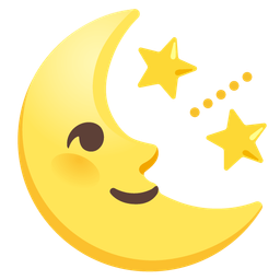 glowing star and last quarter moon face