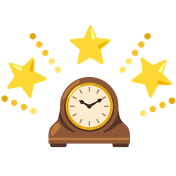 glowing star and mantelpiece clock