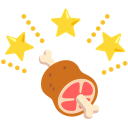 glowing star and meat on bone