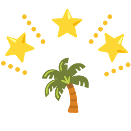 glowing star and palm tree