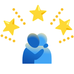 glowing star and people hugging