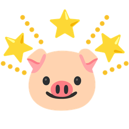 glowing star and pig face