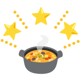 glowing star and pot of food