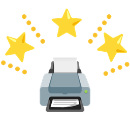 glowing star and printer