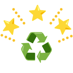 glowing star and recycling symbol