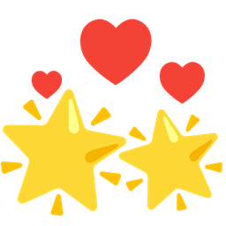 glowing star and revolving hearts