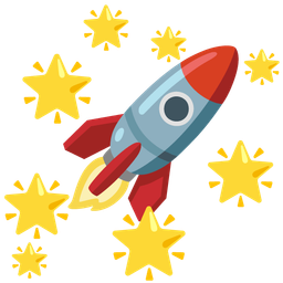 glowing star and rocket