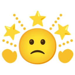 glowing star and slightly frowning face