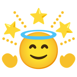 Glowing star and Smiling face with halo