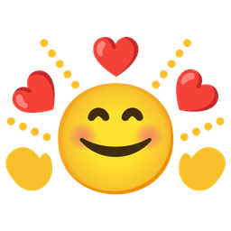 Glowing star and Smiling face with hearts