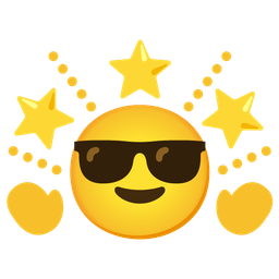 glowing star and smiling face with sunglasses