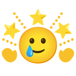 Glowing star and Smiling face with tear