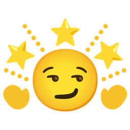 glowing star and smirking face