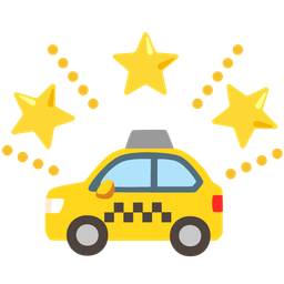 glowing star and taxi