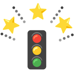 glowing star and vertical traffic light