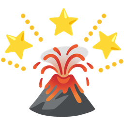 glowing star and volcano