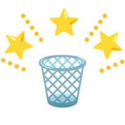 glowing star and wastebasket