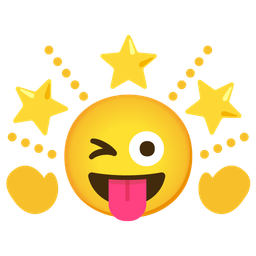 Glowing star and Winking face with tongue