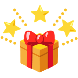 glowing star and wrapped gift