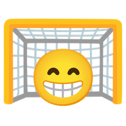 Goal net and Beaming face with smiling eyes