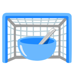 goal net and bowl with spoon