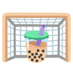 goal net and bubble tea