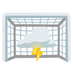goal net and cloud with lightning