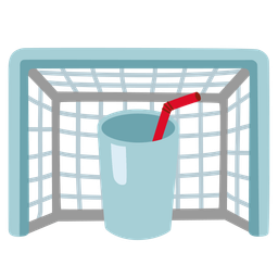 goal net and cup with straw