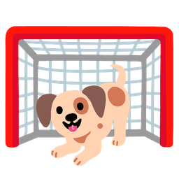goal net and dog face