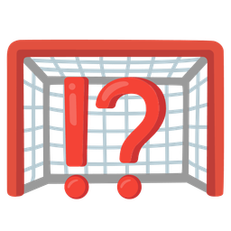 goal net and exclamation question mark