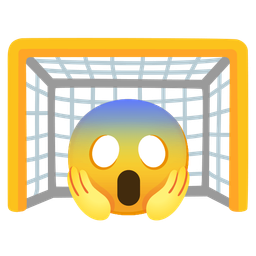 goal net and face screaming in fear
