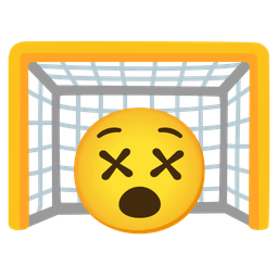 goal net and face with crossed-out eyes
