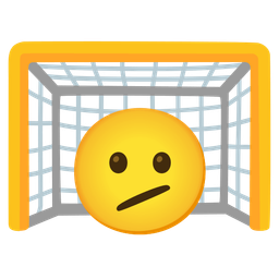 goal net and face with diagonal mouth