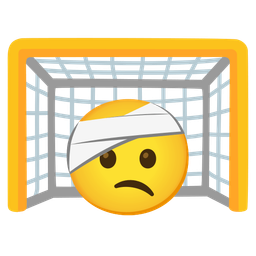 goal net and face with head-bandage